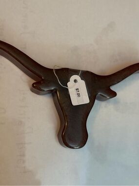 Handmade Resin Dark Brown Longhorn - Decorative Home Accent